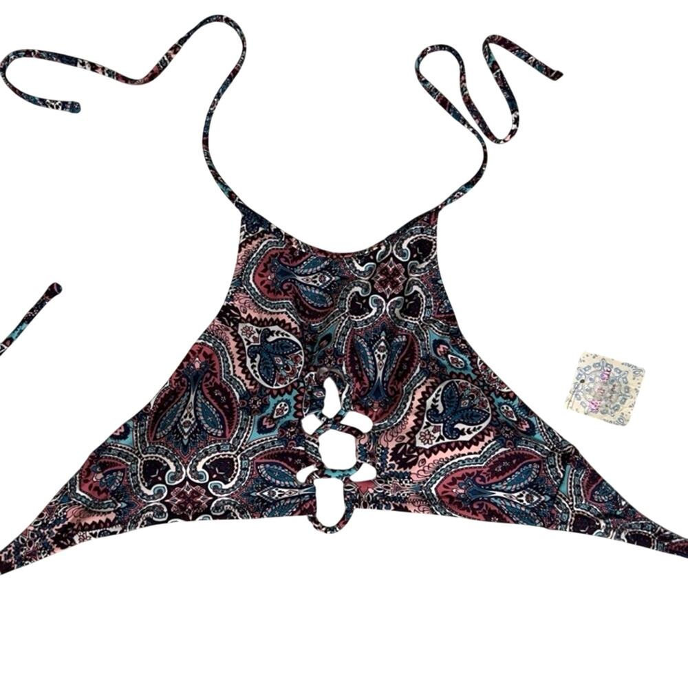 Altar'd State Paisley Halter Padded Bikini Top - Size Small